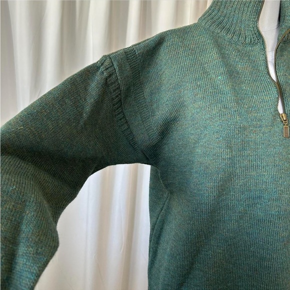 Green Perregine wool quarter zip jumper knitwear. - Picture 6 of 8